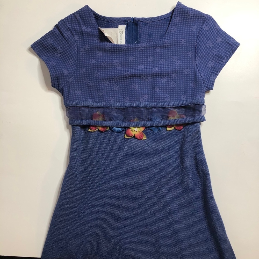 Kids dressed size 7 long dress navy blue floral